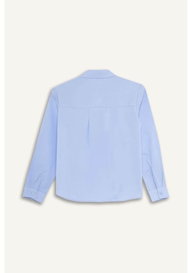 Defacto Oversize Geniş Kalıp Oxford Mavi Kız Çocuk Gömlek F2274a8/be213 Mavi