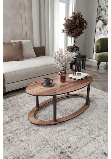 Hole Elips Orta Sehpa Ceviz Ceviz