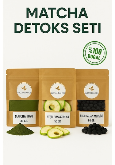 Matcha  Seti Matcha - Elma Kurusu - Yaban Mersini - Kuru Meyve  Doğal Destek
