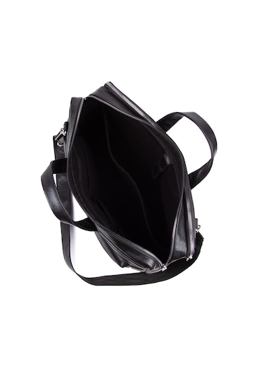 Newish Polo Erkek Siyah Hakiki Deri Evrak Notebook Çantası Siyah