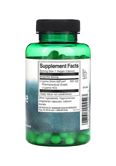 Swanson, L-lysine, Lizin 500 Mg, 90 Veggie Capsules