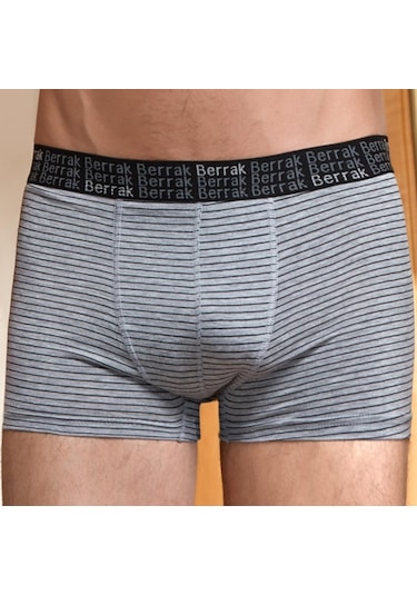 Berrak 4475 Erkek Ringel Çizgili Likralı Pamuk Boxer - 2 Adet