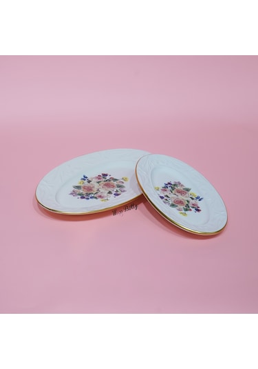 Rose Deluxe Porselen 2'li Kayık Tabak Pembe