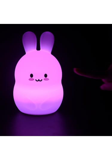Suofeng Tavşan Şekilli Gece Lambası - Çocuklar İçin Güvenli Silikon Dokunmatik Usb Şarjlı Taşınabilir Yatak Başı Bebek Odası Hediyelik Beyaz