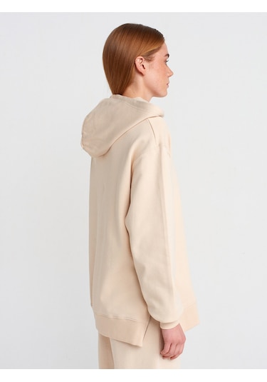 Dilvin 40401 Yanları Fermuarları Sweat- Açık Bej