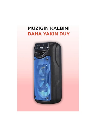 1558 3 İnc Rgb Ledli Radyolu Taşınabilir Bluetooth Hoparlör Parti Speaker
