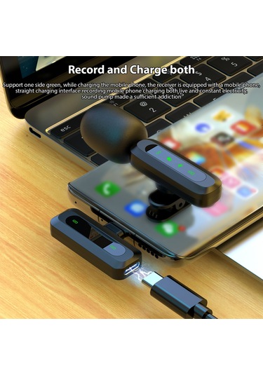 Ruicoo Dual Kablosuz Kolluk Mikrofonu - Gürültü Engelleme, Anlık Bağlantı, 20m Aktarım Mesafesi - Telefon, Bilgisayar, Kamera Uyumlu