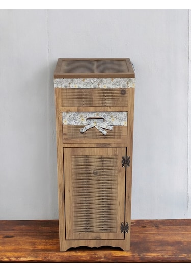 Ahşap Ekmek Sepetli Çekmeceli Hasır Kiler Dolabı Atlantik Çam