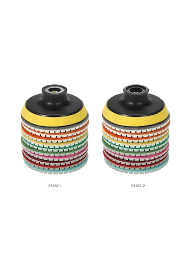 Moveevo Granit Ve Mermer İçin 3 İnç 10 Adet Diamant Nemli Taşlama Diski 50 -3000 + 1 Adet M14 Destek Diski Seti