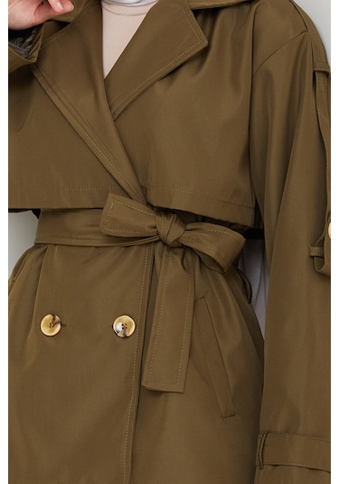 Nehar Rüzgarlıklı Astarlı Trenç 1621 - Haki Haki