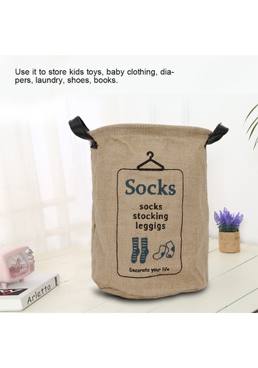 Xindoker Jüt Malzeme Çift Kollü Katlanabilir Organize Sepet - Çamaşır, Çorap, Oyuncak Ve Ev Gereçleri İçin Dayanıklı Depo Kutusu Socks