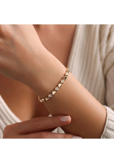 Sembol Gold İtaly Altın Bileklik Triangle Renkli Çok Renkli