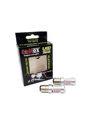Femex Platinum P21W 1157 Çift Duy Led Ampul Kırmızı Mercekli