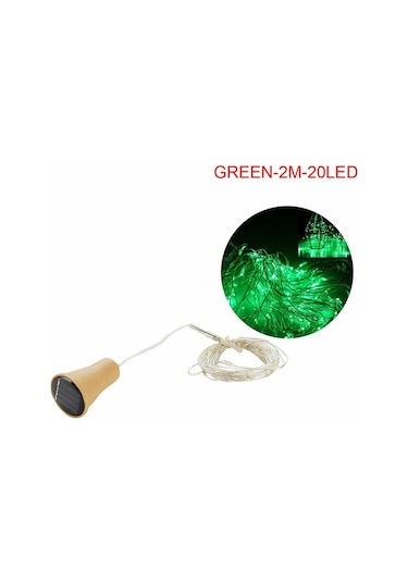 Yeşil Güneş Enerjisi Şarap Şişesi Işıkları Led Dizeleri Bakır Tel Ev Partisi Dekorasyonu 2m20led Yeşil