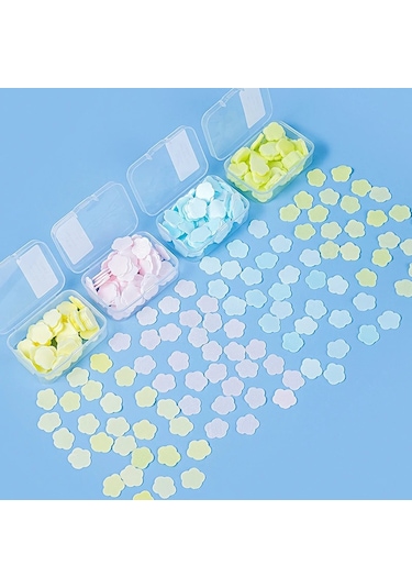 Green-100 Adet/kutu Taşınabilir Sabun Kağıt Banyo El Yıkama Tek Kullanımlık Sabun Dilim Mini Çiçek Seyahat Kokulu Petal El Yıkama Sabunu