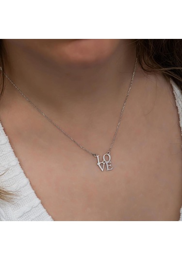Love Yazılı 925 Gümüş Kolye