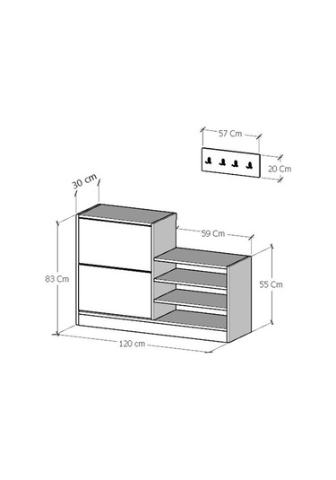 Anatolia 2 Kapak Kayar Raflı Ayakkabılık Çam Çam