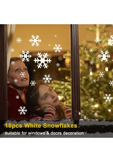 Kangvka 18 Adet Beyaz Köpük Kar Taneleri - Noel Dekorasyonu Paketi 30x30cm'den 5.5x5.5cm'ye Beyaz