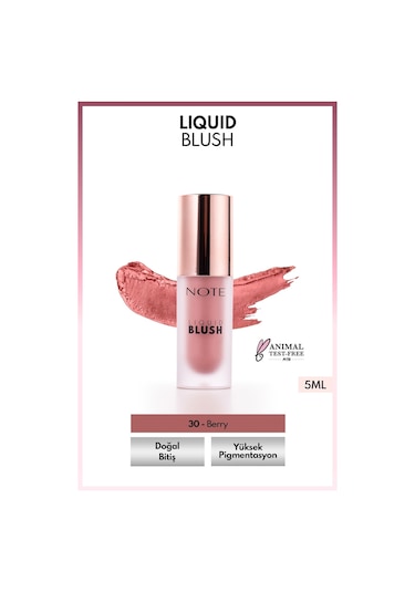 Note Cosmetique Liquid Blush Nemlendirici Etkili Likit Allık - 30 Berry (Işıltılı)