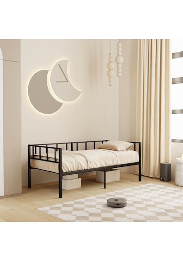 Zenit Metal Karyola Siyah, Korkuluklu Karyola, Daybed, Ölçü Seçe