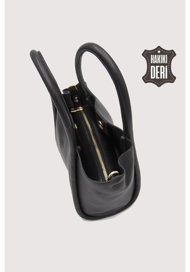 Hakiki Deri Kadın Organizerlı El Çantası Siyah Smr9206 Siyah