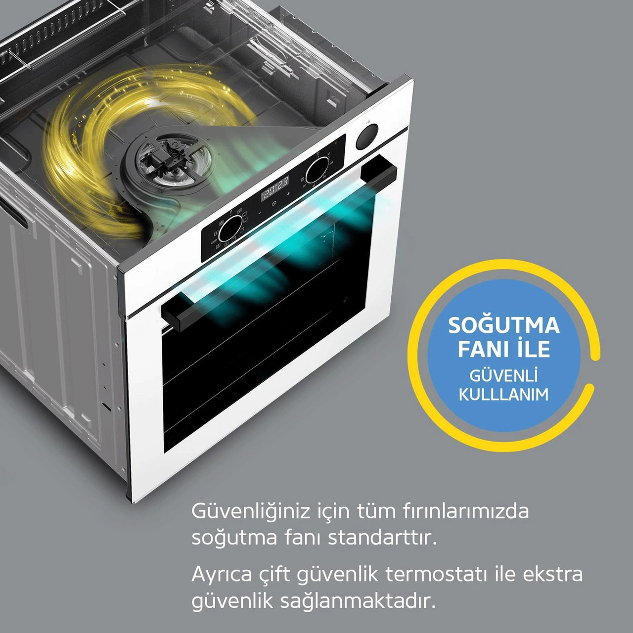 Simfer 8245 11 Fonksiyon Steam Master Ankastre Fırın Beyaz Cam Dijital