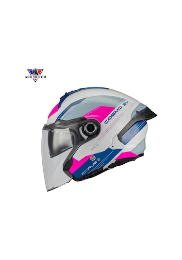 Cosmo Sv A8 Parlak Güneş Vizörlü Yarım Kask Pembe