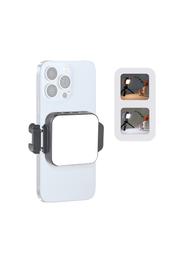 İki Renkli Led Arka Klipsli Taşınabilir Vlog Işığı Siyah Siyah