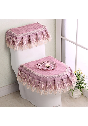 Teltree Halka Açık Satış Yüksek Kaliteli Dokulu Klorlu Mavi Tuvalet Kılıfı Seti - Toz Koruyucu Üçlü Paket Dokuma, Kolay Kurulum Diğer