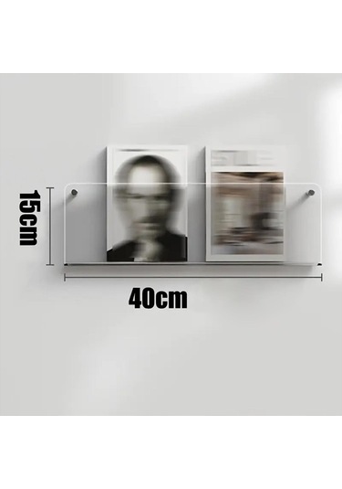 Kitap Dergi Rafı Dikdörtgen Kenar Pleksi 40x15cm Diğer