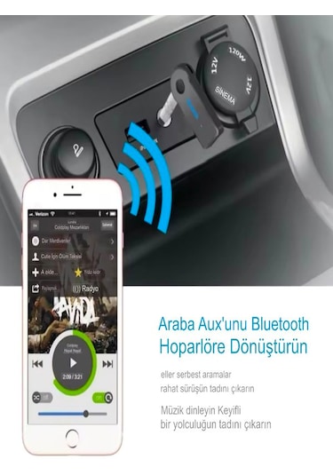 3.5mm 120mah Bluetooth Kablosuz Aux Araç Kiti Ses Hoparlör Univer