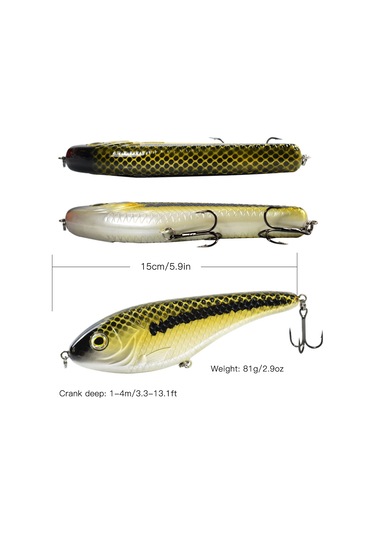 Geeksen Bionic Sert Gövde Batık Yapay Yem 5.9in Levrek Crankbait Olta Takımı