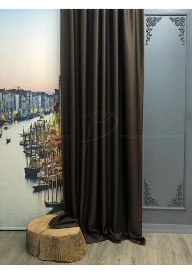 Fon Perde Blackout Karartma Işık Ve Isı Engelleme Özelliği Koyu Kahve Çok Renkli