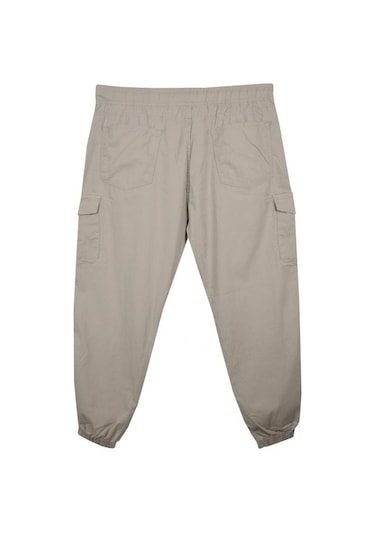 Kargo Cepli Büyük Beden Likralı Jogger Pantolon Taş