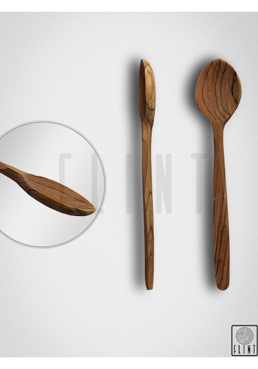 Zeytin Ağacı El Yapımı Tahta Ahşap Kaşık Mutfak Yemek Kaşığı 25cm