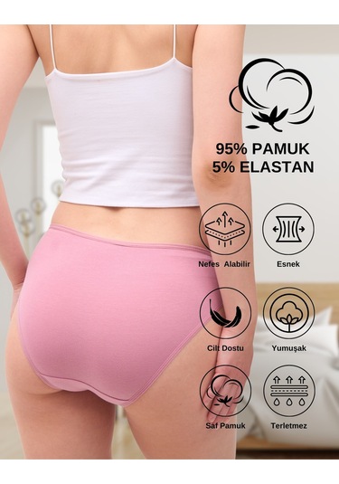Alya Underwear Kadın Pamuklu Hipster - Slip Külot 5 Farklı Renk 1 Pakette Multicolor-x26