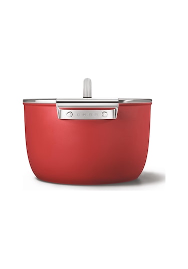 Smeg Cookware 50's Style Kırmızı Tencere Cam Kapaklı 26 CM 7.7 L