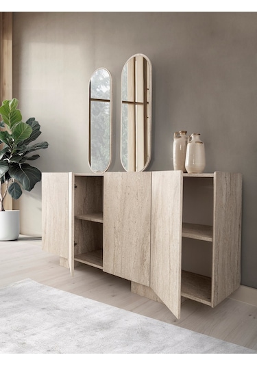 Traverten Mdf Konsol Ve Ayna Mermer