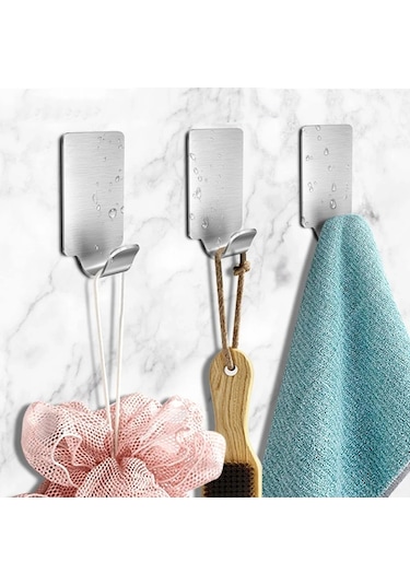 Yapışkanlı Metal Banyo Mutfak Eşya Askılığı Al4468-1 Adet Gümüş