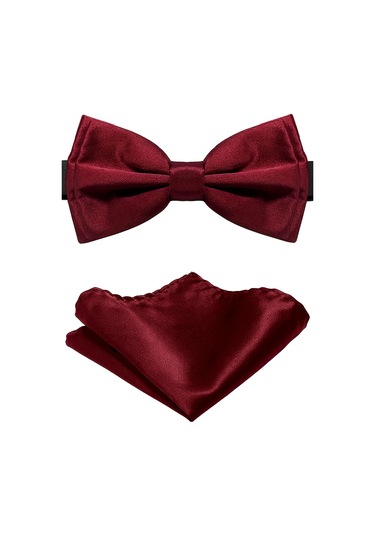 Bordo Ayarlanabilir Saten Çocuk Papyon Ve Mendil Seti Bordo