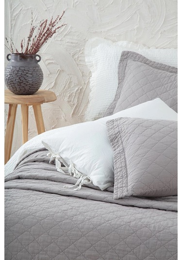 Ecocotton Reha Gri Çift Kişilik %100 Organik Pamuk Yatak Örtüsü Seti 240 260 Cm Gri