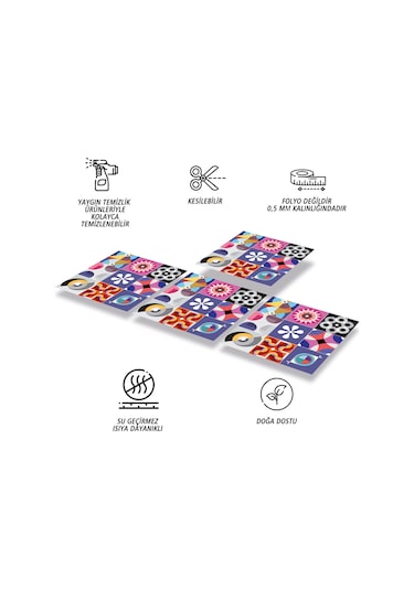 Tink KENDİNDEN YAPIŞKANLI ŞEKER DESENLİ PVC KARO 30X30 CM