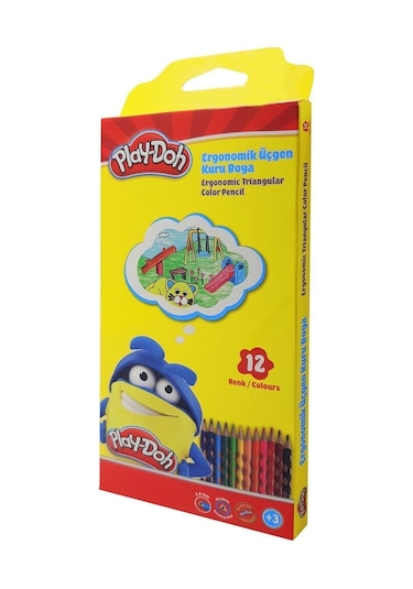 Play-doh Ergonomik Üçgen Oluklu Kuruboya 12 Renk Play-ku026