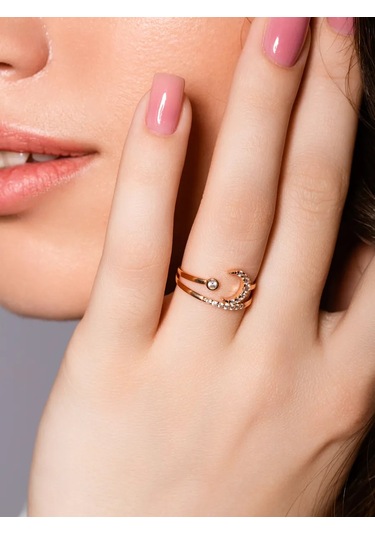 Lamponi 925 Ayar Gümüş Taşlı Altın Kaplama Yüzük 370867500 Altın