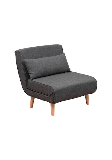 Folde 80 Tekli Yataklı Katlanır Koltuk Keten Koyu Gri Koyu Gri