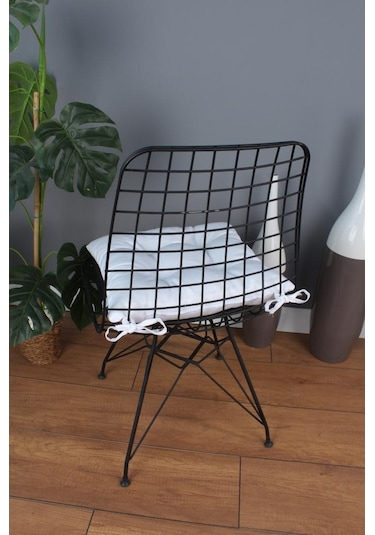 Altınpamuk Altınpamuk Beta Pofidik Beyaz Sandalye Minderi Bağcıklı 40X40Cm