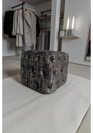 Best İthal Kadife Kumaş Küp Puf - Modern Ve Şık Oturma & Dekoratif Kullanım Siyah