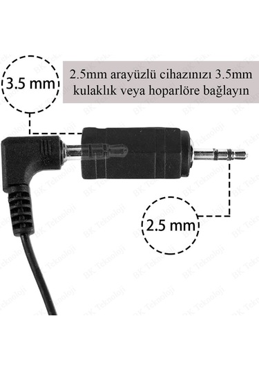 2.5mm Erkek - 3.5mm Dişi Konnektör Stereo Ses Adaptörü Dönüştürüc