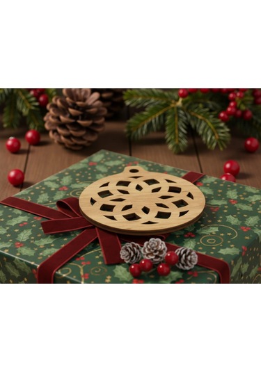 10 Parça Ahşap Yılbaşı Ağacı Süs Seti Ortalama 6-8 Cm Noel Ağacı Süsü