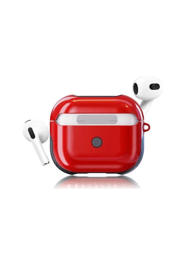 Noktaks - Airpods 3. Nesil Uyumlu - Kılıf Darbelere Karşı Dayanıklı Shockproof Silikon Kılıf - Kırmızı - T19612 Kırmızı